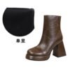 BIGTREE 7992-2 European and American style fashion trend thick heel high heel short boots round head retro winter short boots fashion women's boots