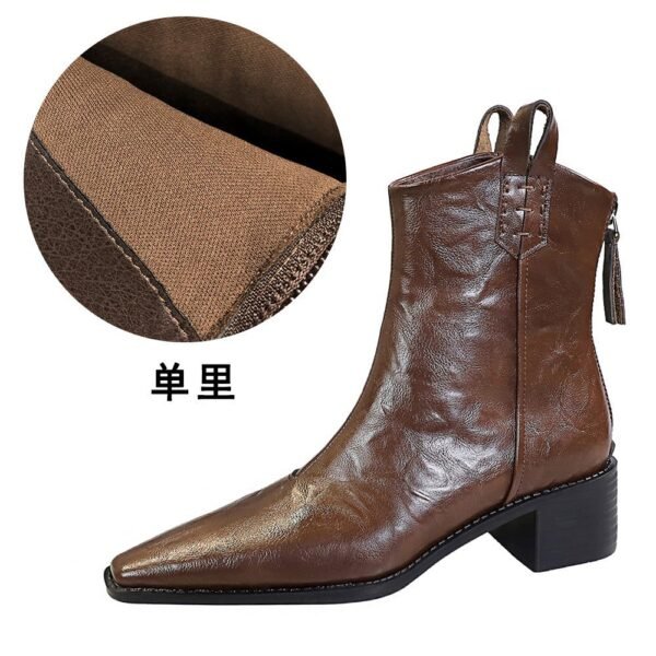 BIGTREE 578-10 Retro hand-scratched European and American winter short boots women's boots thick heel middle heel pointed knight boots short boots