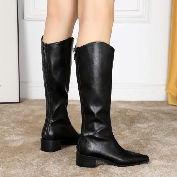 BIGTREE 578-8 European and American style fashion simple high top women's boots thick heel middle heel winter versatile high boots vintage knight boots