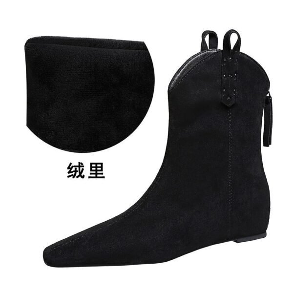 BIGTREE 6632-11 Retro Korean version inner height-increasing short women's boots pedicure and thin versatile suede rear zipper winter short boots