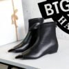 BIGTREE 6383-3 Retro European and American style versatile low heel heel inner heightening metal pointed iron head short women's boots short boots