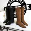 Product image BIGTREE 578-7 European and American style banquet tall boots suede medium heel thick heel fashion simple versatile tall women's boots knight boots