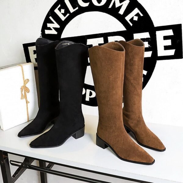 Product image BIGTREE 578-7 European and American style banquet tall boots suede medium heel thick heel fashion simple versatile tall women's boots knight boots