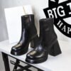 BIGTREE 7992-2 European and American style fashion trend thick heel high heel short boots round head retro winter short boots fashion women's boots