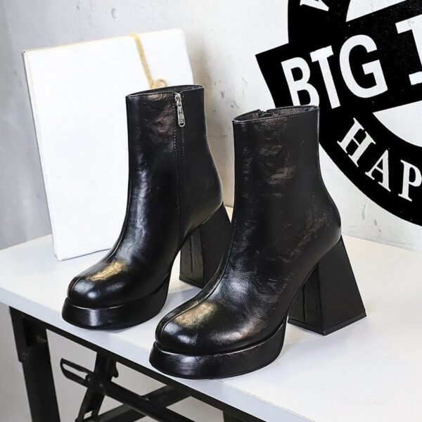 BIGTREE 7992-2 European and American style fashion trend thick heel high heel short boots round head retro winter short boots fashion women's boots