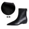 BIGTREE 6383-3 Retro European and American style versatile low heel heel inner heightening metal pointed iron head short women's boots short boots