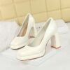 BIGTREE 9985 new waterproof table square head super high heel women's shoes European and American style light mouth thick heel single shoes versatile temperament high heels