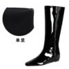 BIGTREE 6632-36 European and American wide-tube women's boots, rear zipper, small square head, middle heel, and inner heel heightening glossy patent leather high boots