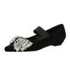 BIGTREE 3683-H72 Korean version of light luxury elastic band one-pedal low-heeled women's single shoes dazzling rhinestone bow wedge-heeled women's shoes
