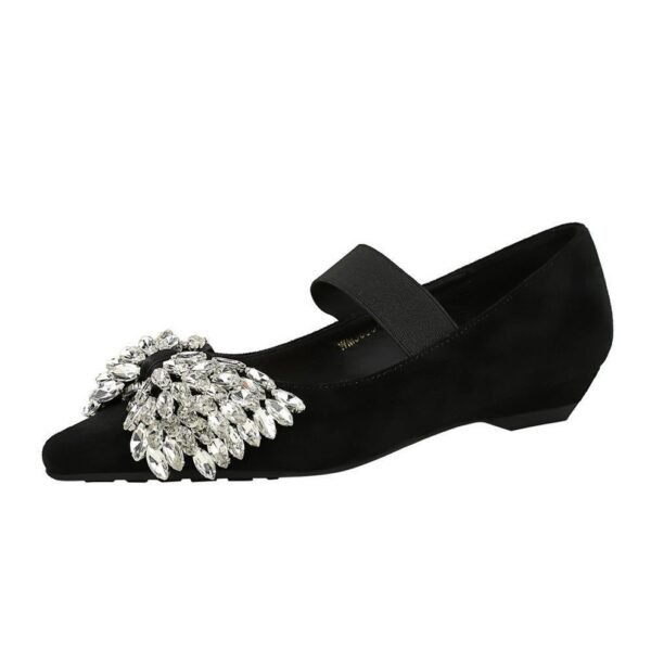 BIGTREE 3683-H72 Korean version of light luxury elastic band one-pedal low-heeled women's single shoes dazzling rhinestone bow wedge-heeled women's shoes