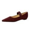 Product image BIGTREE 3683-11 Korean version retro simple and versatile low-heeled wedge heel light mouth pointed suede elastic band one-word belt single shoes women