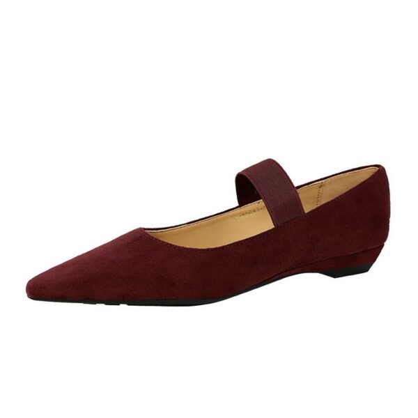 Product image BIGTREE 3683-11 Korean version retro simple and versatile low-heeled wedge heel light mouth pointed suede elastic band one-word belt single shoes women