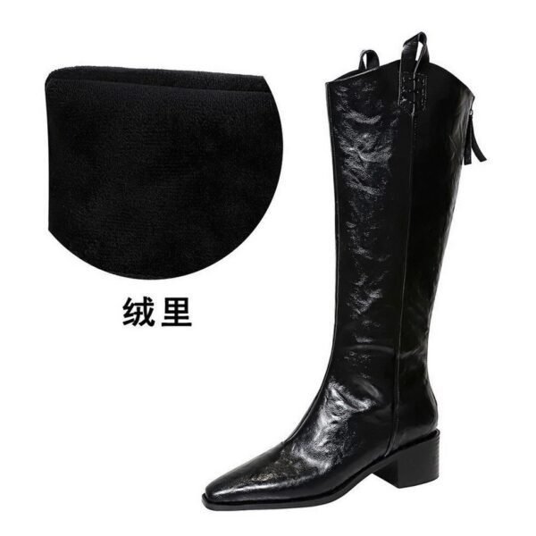 BIGTREE 236-1 Retro hand-scratched European and American winter boots women's boots thick heel middle heel pointed knight boots high boots