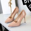 Product image BIGTREE 8366-1 European and American high heels fashion banquet women's shoes thin heel patent leather shallow mouth pointed toe super high heel platform shoes