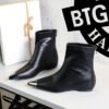 BIGTREE 6383-3 Retro European and American style versatile low heel heel inner heightening metal pointed iron head short women's boots short boots