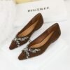 BIGTREE 3683-H69 Korean version of temperament women's shoes pointed head shallow mouth suede single shoes rhinestone chain slope heel low heel versatile women's single shoes