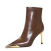 BIGTREE 319-11 European and American winter short boots thin heel super high heel women's boots short boots metal pointed iron head fashion short boots