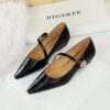 BIGTREE 3683-5K92 Vintage Elegant Fashion Women's Shoes Shallow-Mouth Pointed Wedge One-Strap Single Shoe Round Metal Decoration