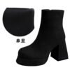 BIGTREE 7992-3 European and American fashion trend women's boots thick heel super high heel waterproof table round head side zipper winter suede short boots