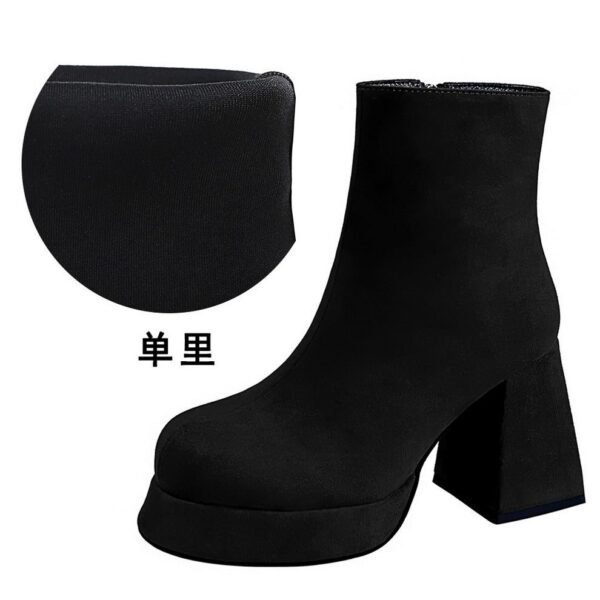 BIGTREE 7992-3 European and American fashion trend women's boots thick heel super high heel waterproof table round head side zipper winter suede short boots