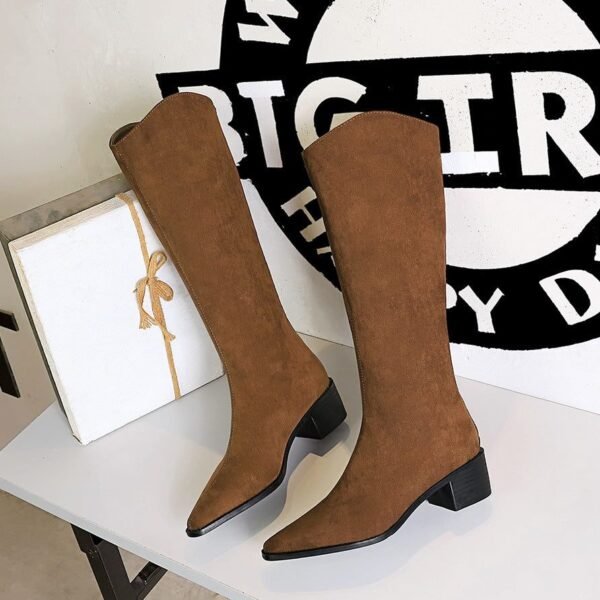 Product image BIGTREE 578-7 European and American style banquet tall boots suede medium heel thick heel fashion simple versatile tall women's boots knight boots