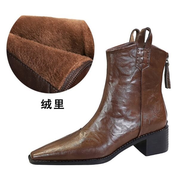 BIGTREE 578-10 Retro hand-scratched European and American winter short boots women's boots thick heel middle heel pointed knight boots short boots