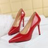 Product image BIGTREE 8366-1 European and American high heels fashion banquet women's shoes thin heel patent leather shallow mouth pointed toe super high heel platform shoes