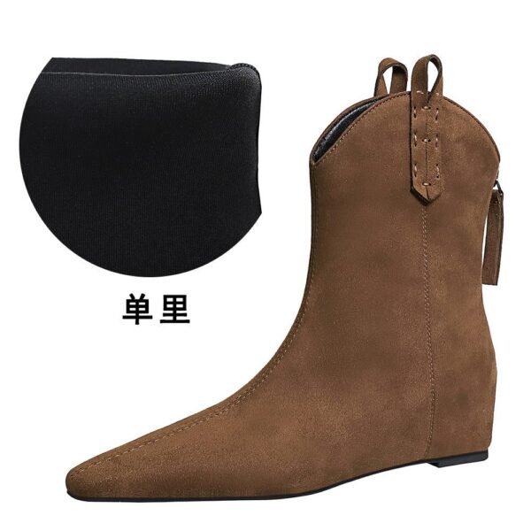 BIGTREE 6632-11 Retro Korean version inner height-increasing short women's boots pedicure and thin versatile suede rear zipper winter short boots