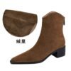 BIGTREE 578-3 European and American style fashion simple winter versatile thick heel middle heel pointed suede fashion short boots short women's boots