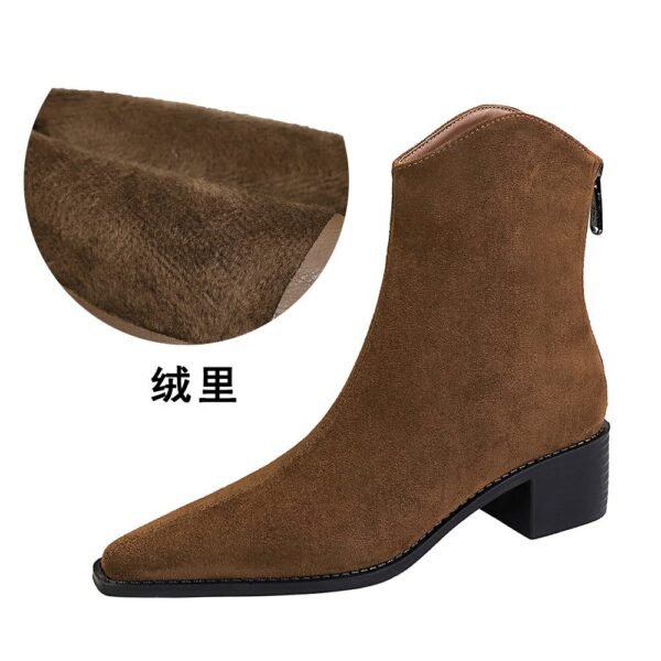 BIGTREE 578-3 European and American style fashion simple winter versatile thick heel middle heel pointed suede fashion short boots short women's boots