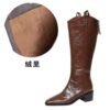 BIGTREE 236-1 Retro hand-scratched European and American winter boots women's boots thick heel middle heel pointed knight boots high boots