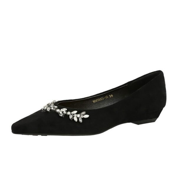 Product image BIGTREE 3683-H68 French light luxury pointed rhinestone chain decorative single shoes suede light mouth bevel heel low heel versatile women's single shoes