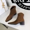 BIGTREE 578-3 European and American style fashion simple winter versatile thick heel middle heel pointed suede fashion short boots short women's boots