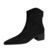 BIGTREE 578-3 European and American style fashion simple winter versatile thick heel middle heel pointed suede fashion short boots short women's boots