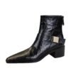 BIGTREE 578-13 Retro European and American style medium heel thick heel pointed metal buckle knight boots short boots winter fashion short boots