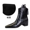 BIGTREE 578-10 Retro hand-scratched European and American winter short boots women's boots thick heel middle heel pointed knight boots short boots