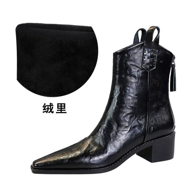 BIGTREE 578-10 Retro hand-scratched European and American winter short boots women's boots thick heel middle heel pointed knight boots short boots