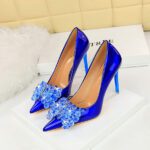 BIG TREE SHOES 1829-H27 European and American Style Banquet High Heels Stiletto Low-Cut Pointed Crystal Bowknot Women's Shoes High Heel Pumps - Image 4