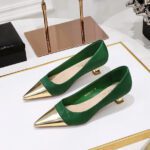 BIGTREE SHOES 230-20 banquet New National style women's shoes low heel metal heel pattern satin Metal stitching pointed spring and autumn shoes - Image 2