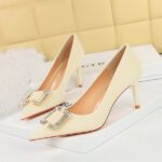 BIGTREE SHOES 3265-ak6 European and American Style Fashion Banquet Women's Shoes Stiletto Heel Shallow Mouth Pointed Toe Rhinestone Buckle Pumps High Heels Women - Image 4