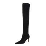 BIG TREE SHOES 315-a6 European and American Style Winter Fashion Simple Stiletto Heel Pointed Toe Slender Slimming Pedicure Suede over-the-Knee Boots - Image 5