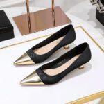 BIGTREE SHOES 230-20 banquet New National style women's shoes low heel metal heel pattern satin Metal stitching pointed spring and autumn shoes - Image 3