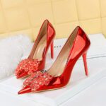 BIG TREE SHOES 1829-H27 European and American Style Banquet High Heels Stiletto Low-Cut Pointed Crystal Bowknot Women's Shoes High Heel Pumps - Image 2