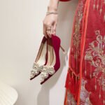 C888-12 Red Wedding Shoes Bridal Shoes Women's 2022 Spring New High Heels Xiuhe Main Wedding Dress Not Tired Feet Single - Image 6