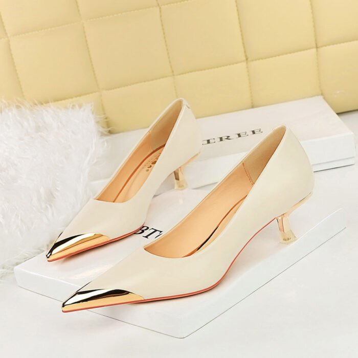 BIGTREE SHOES 3739-A25 Retro European American Style Banquet Women's Shoes Stiletto Heel Metal Pointed Toe Shallow Mouth Pedicure Slimming Spring and Autumn Women's Shoes - Image 5