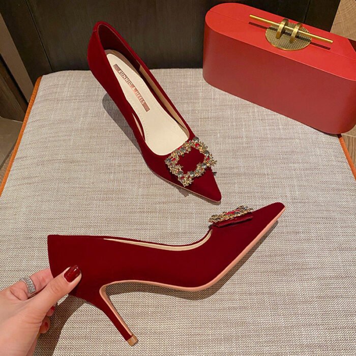 Runnig heels Runnig heels 878-31 Wedding Shoes Bridal Shoes Wedding Dress Two-Way Red High Heels Women's Shoes - Image 7