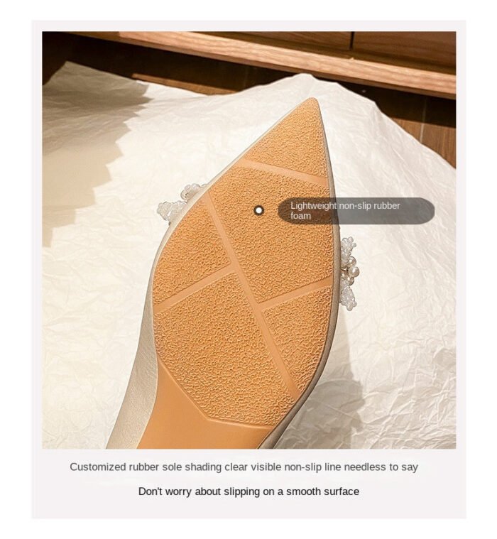 3118-7 Pointed High Heel Shoes Women's Chunky Heel New Wedding Shoes High-Grade - Image 8