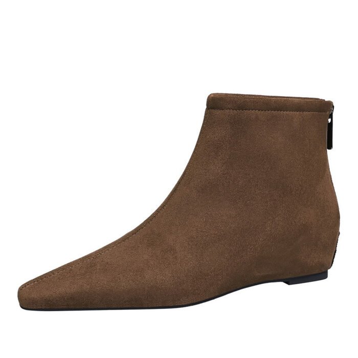 Bigtree Shoes 6632-10 Korean Style Simple All-Match Height Increasing Insole Female Boots Suede Short Tube Square Toe Pedicure Slimming Ankle Boots - Image 5