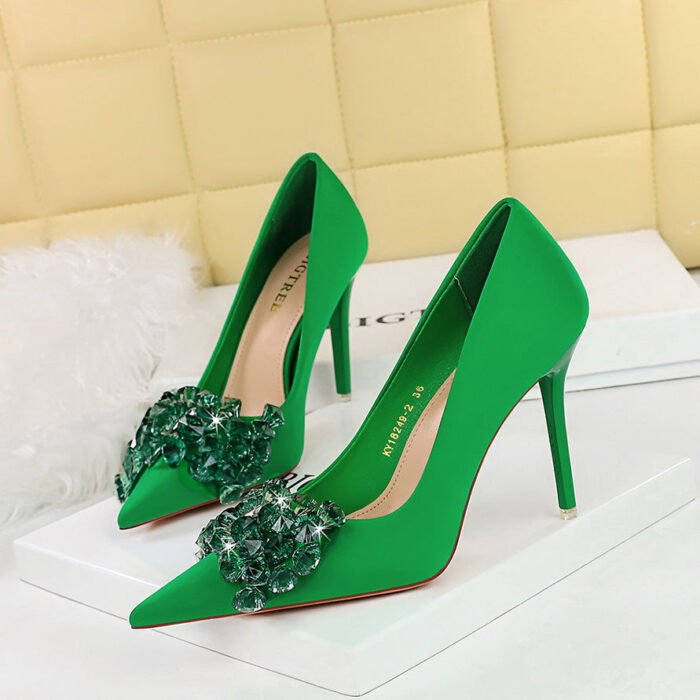 Bigtree Shoes 18249-h27 European and American Style Banquet High Heels Women's Shoes Ultra High Heel Stiletto Heel Satin Low-Cut Pointed-Toe Shoes Wedding Shoes - Image 3