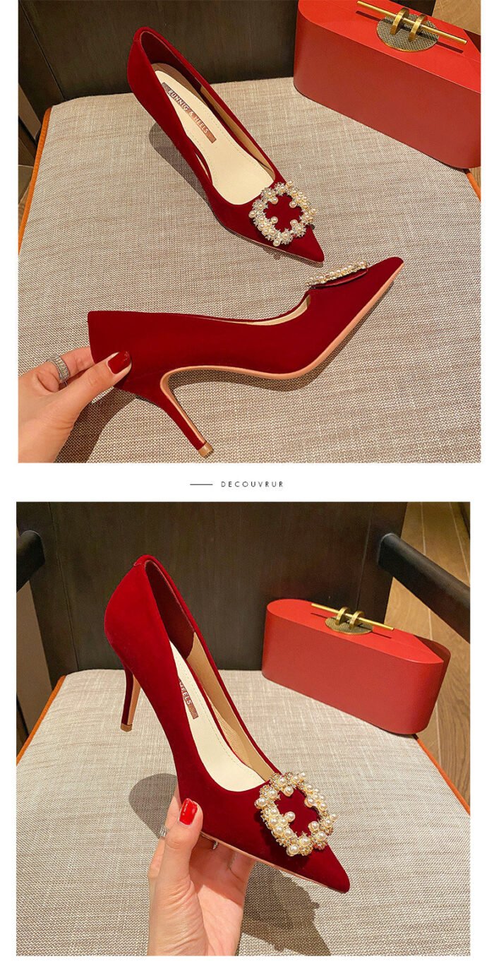 Runnig heels Runnig heels 878-89 Wedding Shoes Wedding Dress Two-Way Red High Heels Women's Shoes Large and Small Size - Image 12